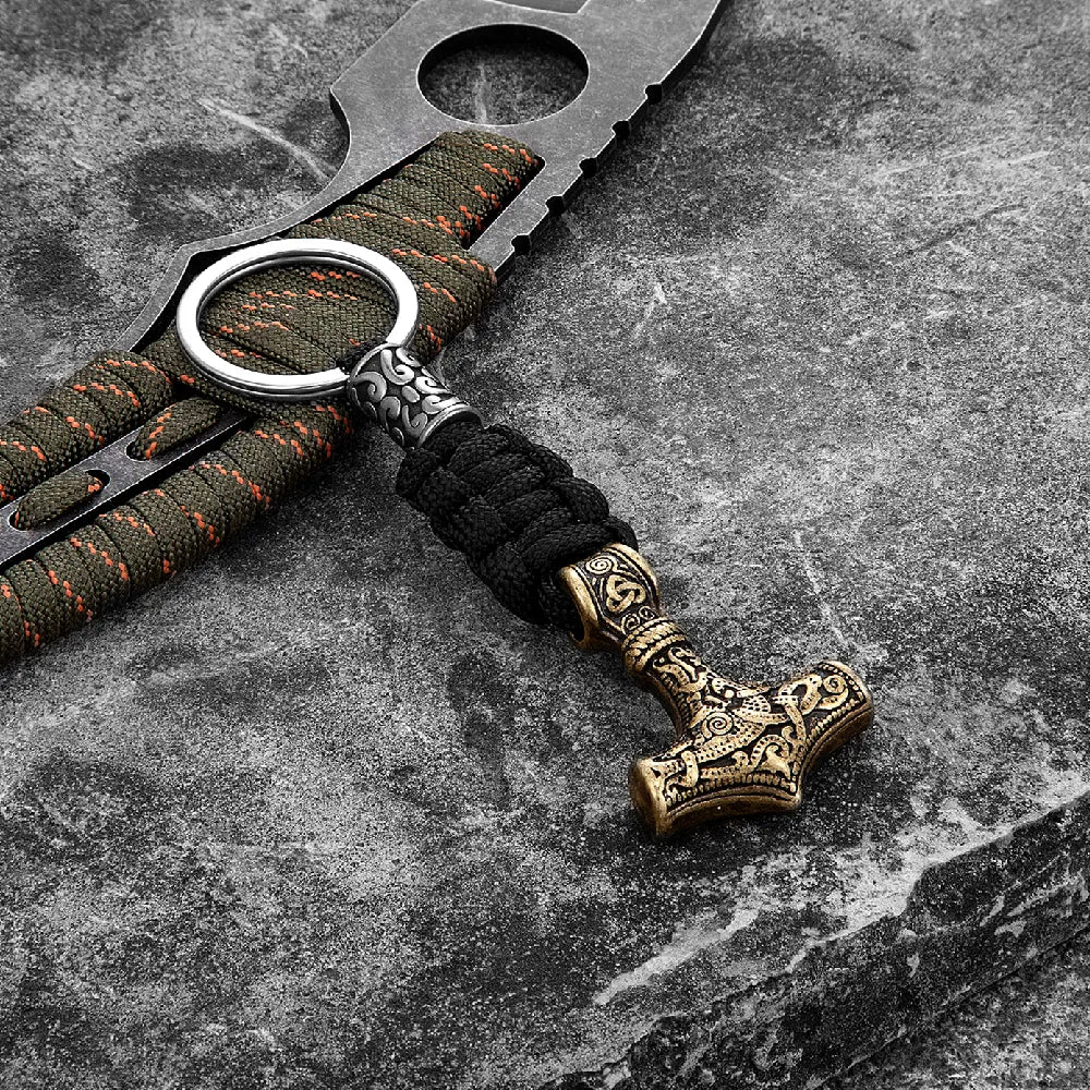 Vikings Thors Hammer Keychain – Stainless Steel Anchor Knife Pendant"