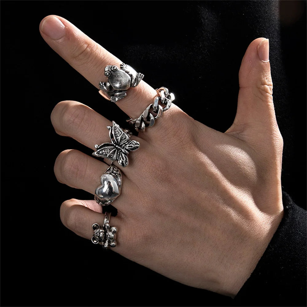 Gothic Punk Street Ring Set - Hip Accessories