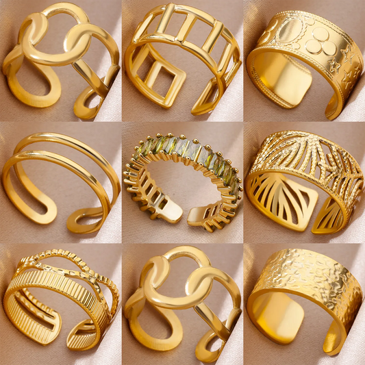 Gold-Plated Steel Rings: Aesthetic Couple Jewelry