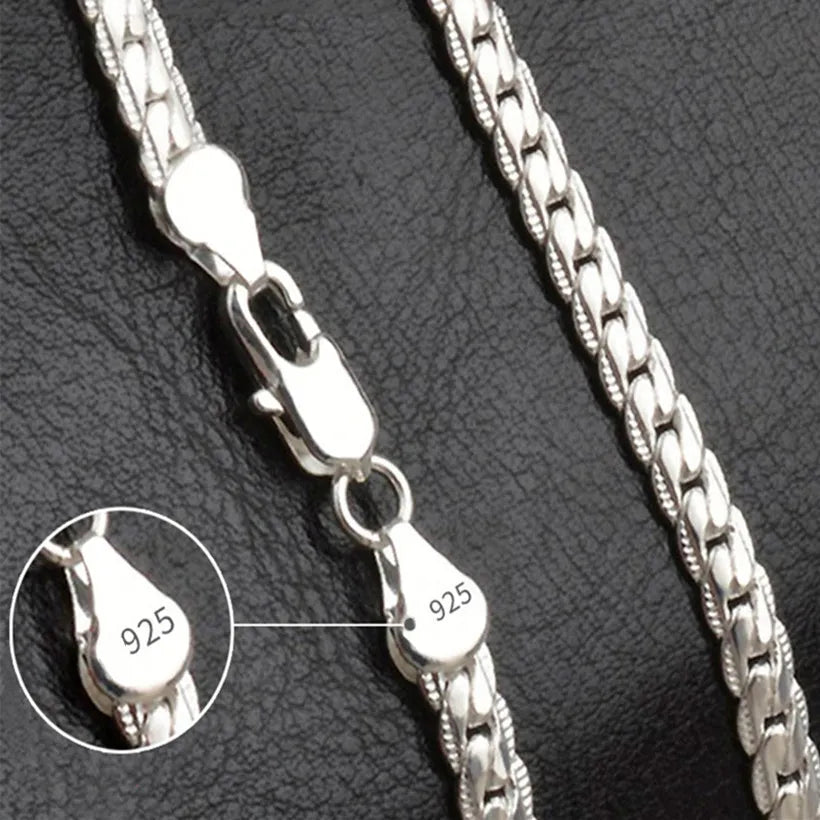 Sterling Silver Side Chain Necklace: 6mm, Various Lengths.