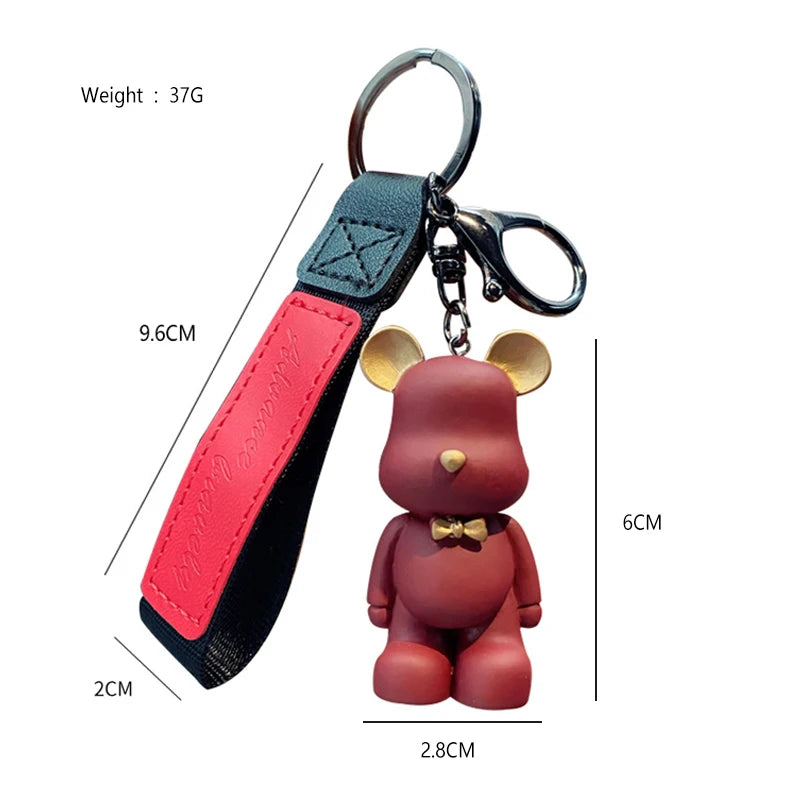 Cute Resin Keychain Charm Tie The Bear Pendant For Women Bag