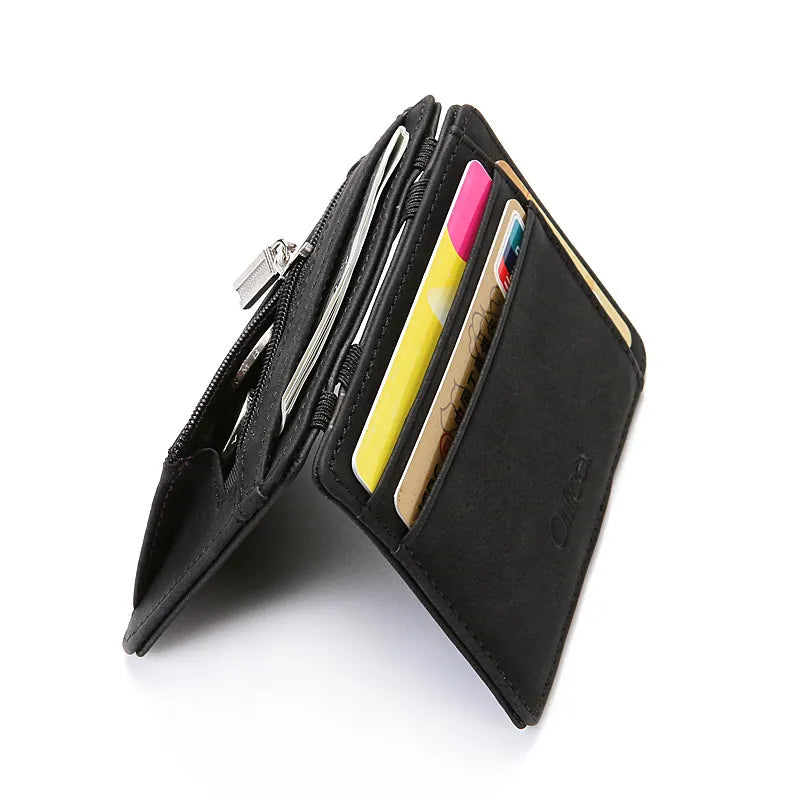 Mini Men Card Holder Wallets Zipper Coin Pocket Slim Magic Male Walle