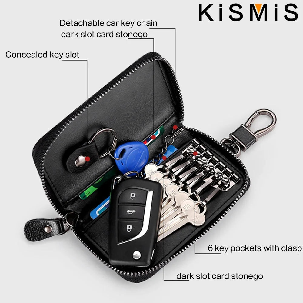 Genuine Leather KeyChain Unisex Key Bag Multifunction Organizer