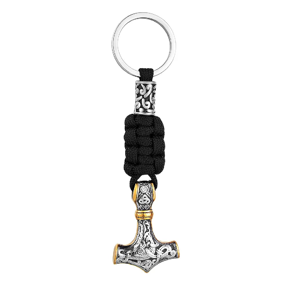 Vikings Thors Hammer Keychain – Stainless Steel Anchor Knife Pendant"