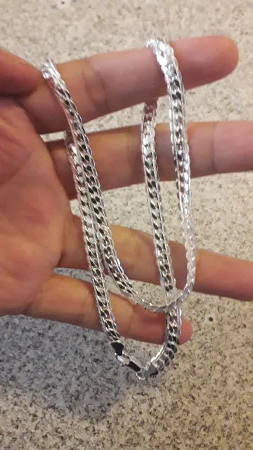 Sterling Silver Side Chain Necklace: 6mm, Various Lengths.