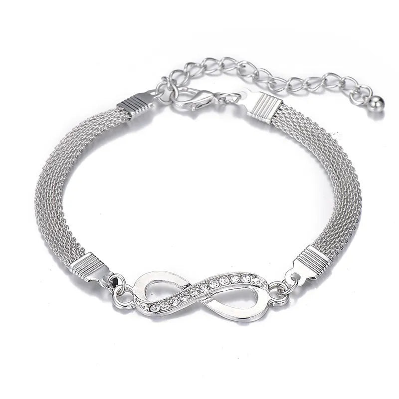 Infinity Bracelet: Rhinestone Charm for Couples