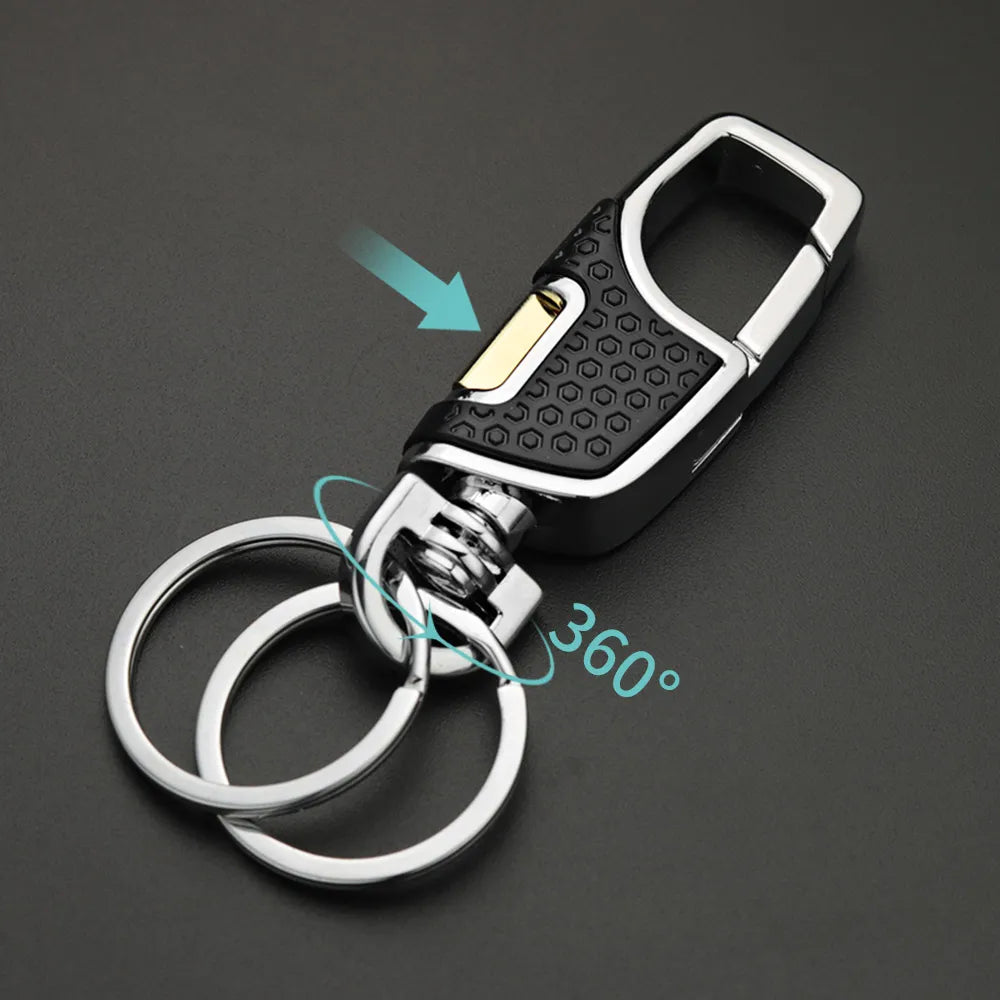 Simple Double Switch Keychain Metal 360 Degrees Rotatable Key Holder Rings