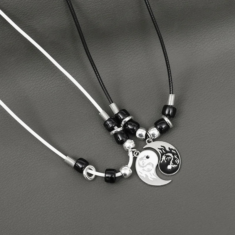 2/4Pcs Tai Chi Yin Yang Couple Set: Adjustable Bracelets & Necklaces