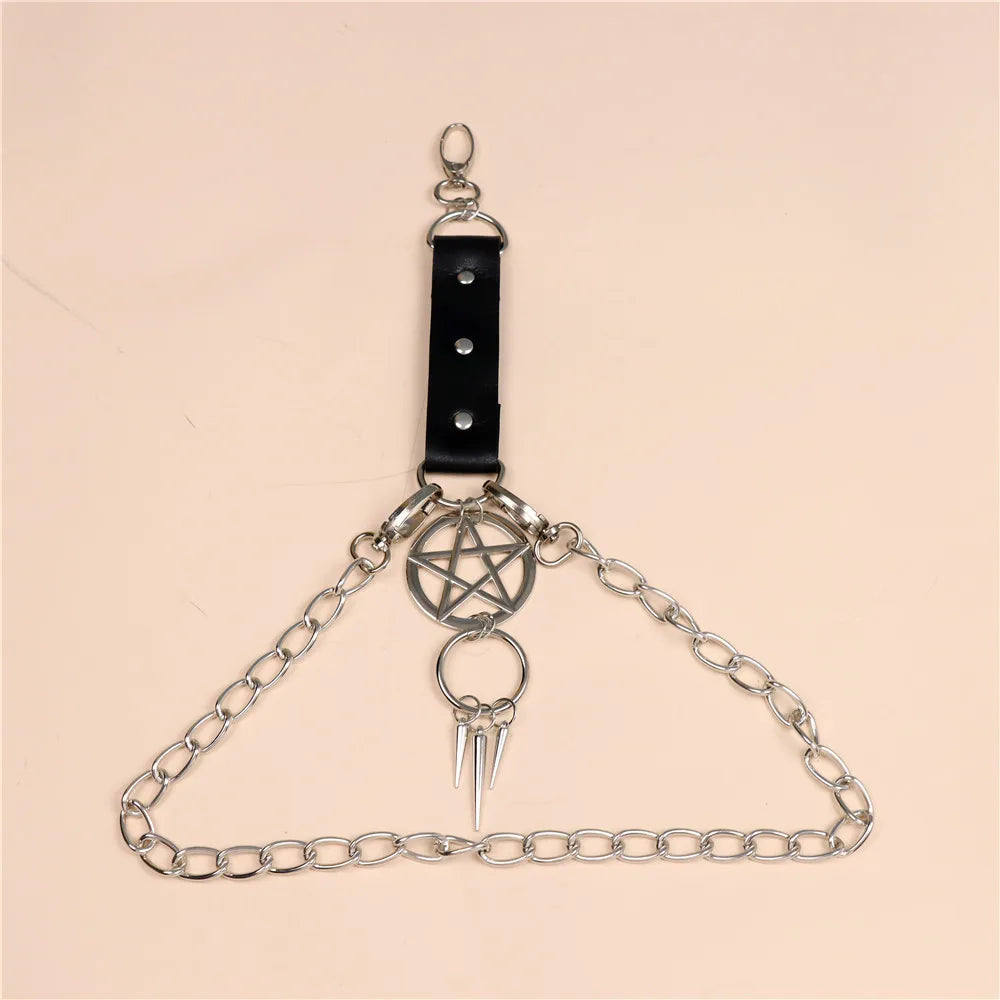 Fashion Chain Men Punk PU Leather Metal Keychain