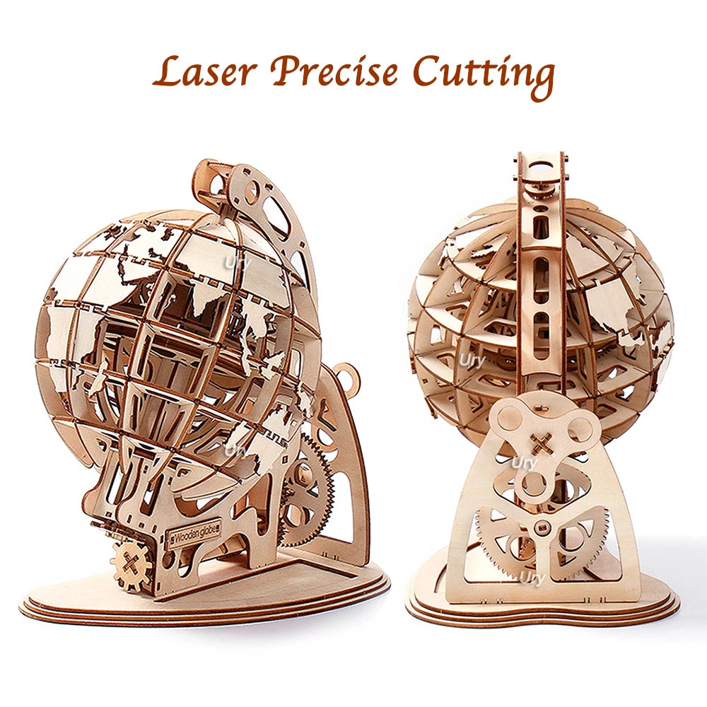 DIY 3D Puzzle: Mechanical Gear Style Wooden Globe for Children