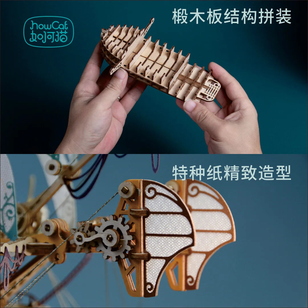 DIY 3D Wooden Puzzle Fantastic Spaceship Popular Assembly Model