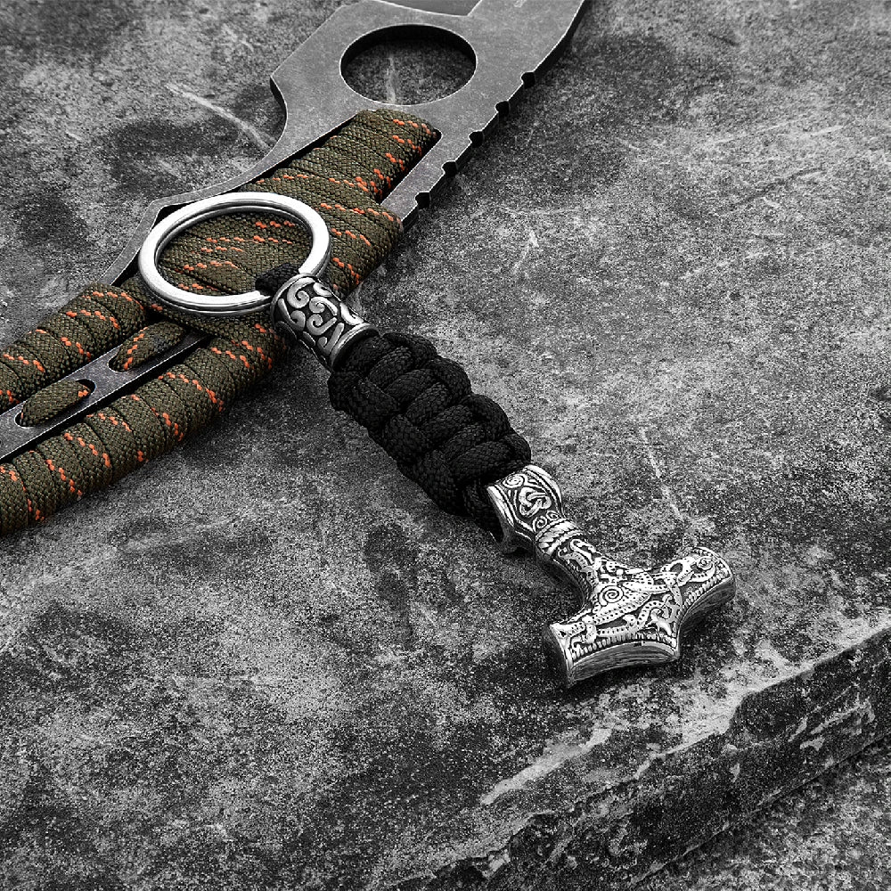 Vikings Thors Hammer Keychain – Stainless Steel Anchor Knife Pendant"