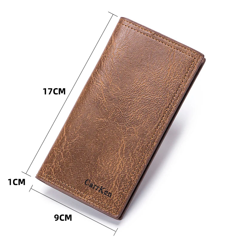 Long Leather Wallet - Ultra Thin, Trendy, Multi Card