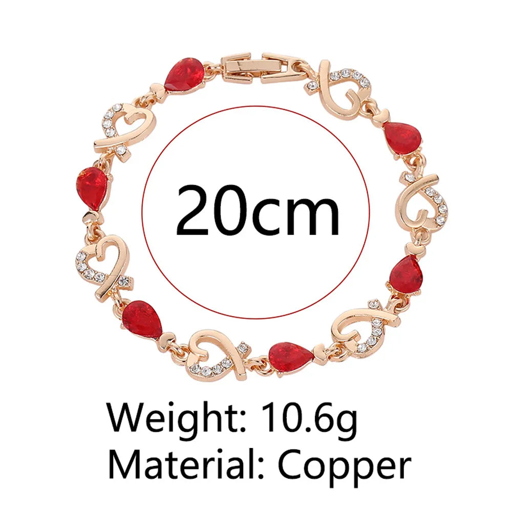 Beautiful Austrian Crystal Heart Bracelet: 5 Colors