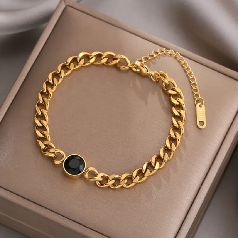 316L Stainless Steel Link Chain Bracelet: Exquisite Gold Elegance