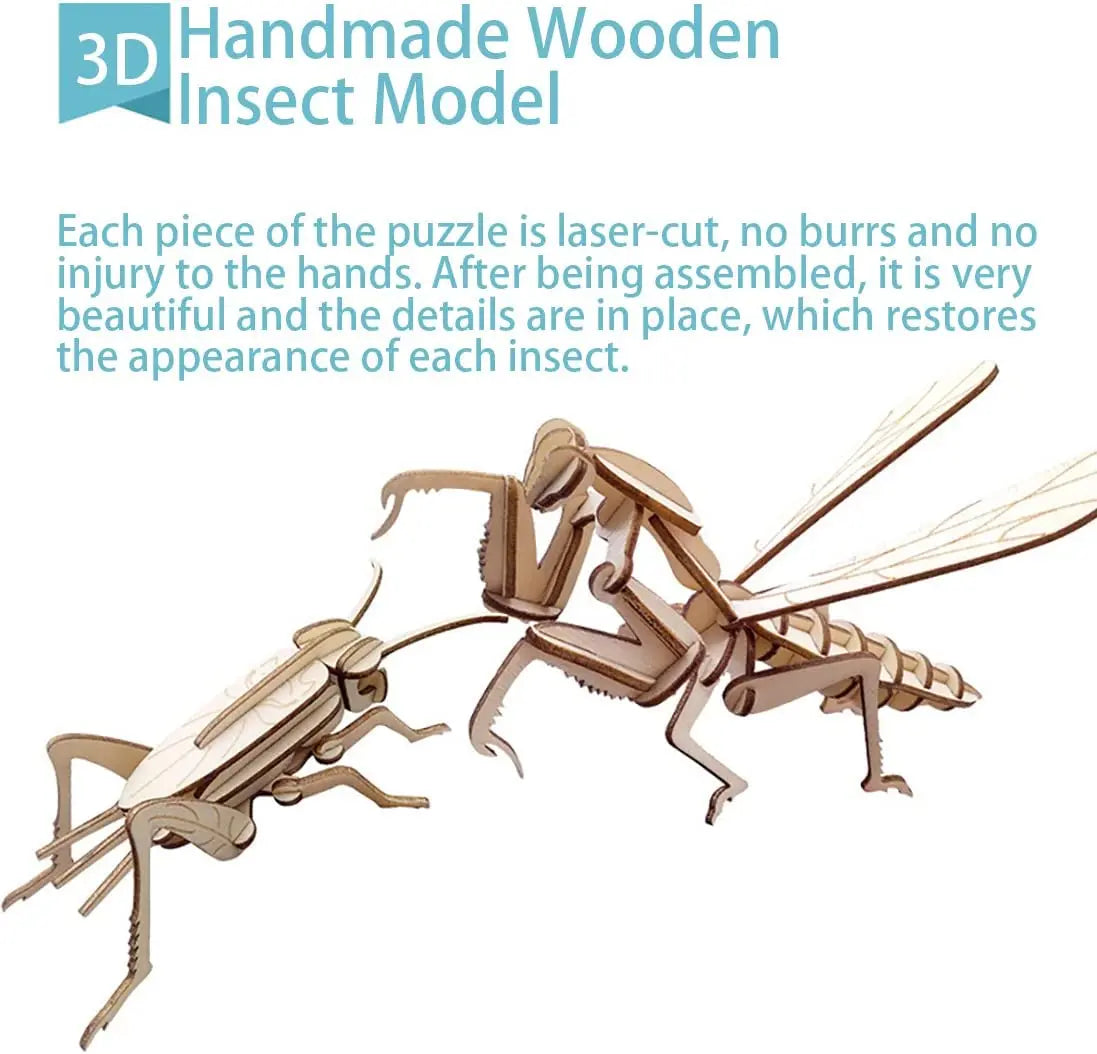 DIY 3D Wooden Insect Puzzle Animal Skeleton Assembly Model Gifts for Kids Adults Teens