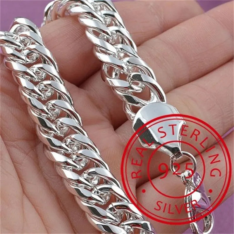 Whelesale 925 Sterling Silver Noble Nice Chain Solid Bracelet For Women Men Charms Party Gift Wedding Fashion Jewelry