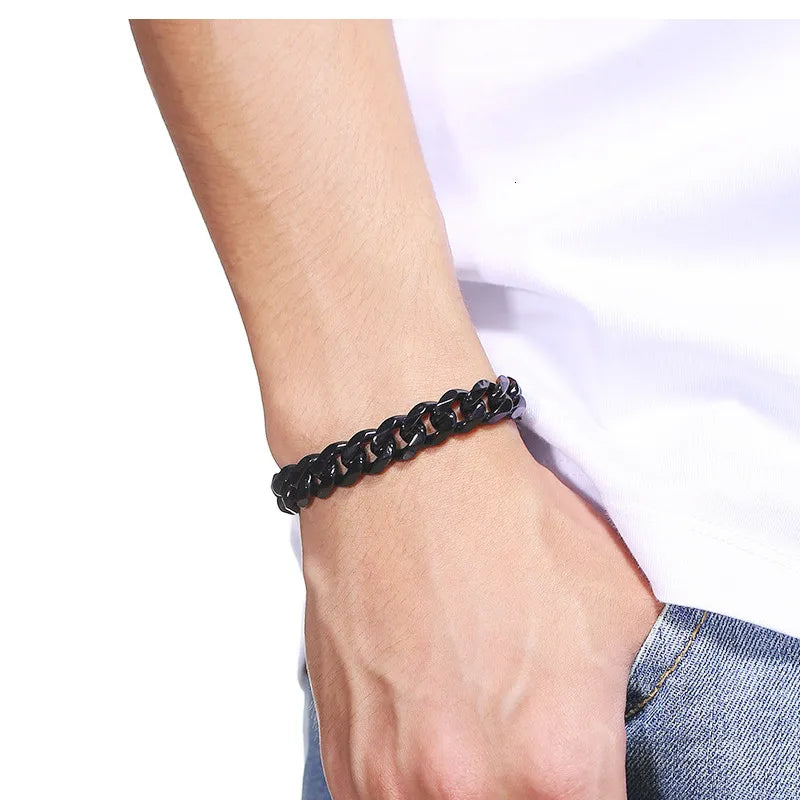 Stainless Steel Curb Chain Bracelet: Fashionable Couple's Jewelry