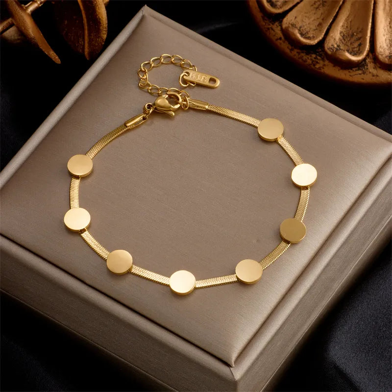 316L Stainless Steel Link Chain Bracelet: Exquisite Gold Elegance