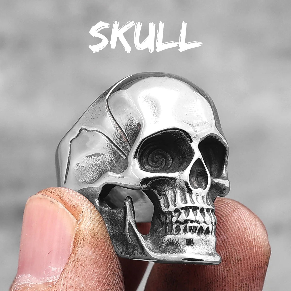 Gothic Skull Head Rings: Stainless Steel Coolness