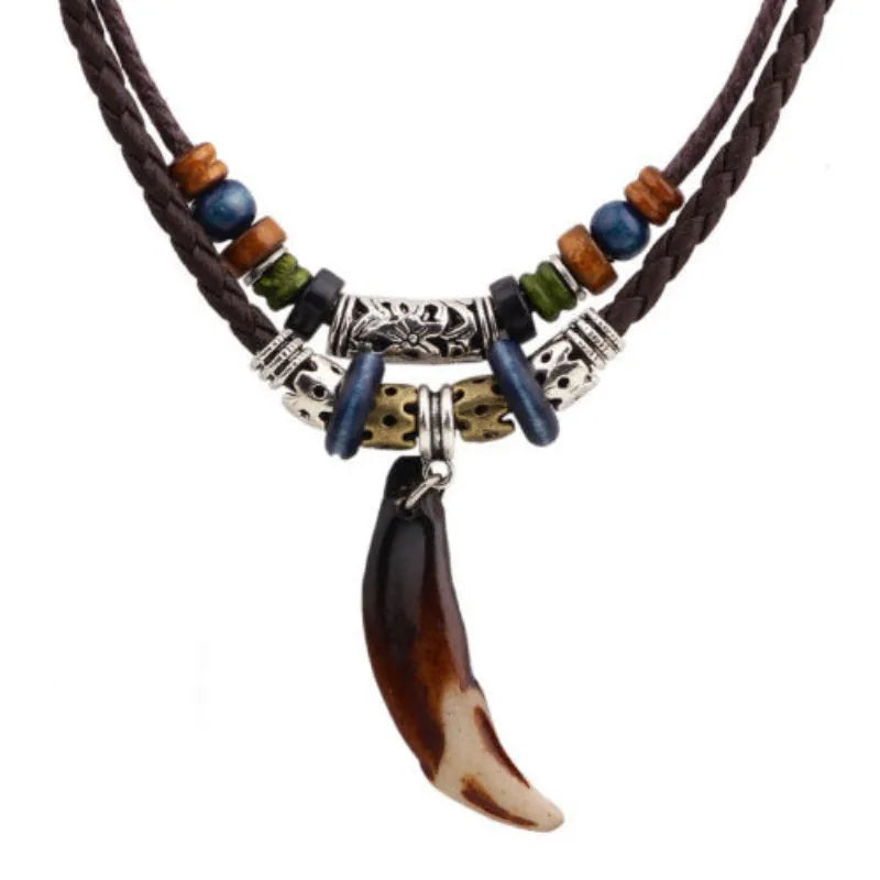 Bohemian Tooth Pendant Necklace: Men's Statement Jewelry