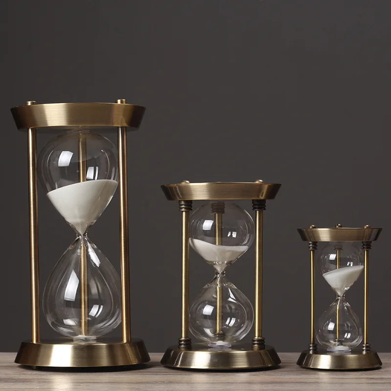 1- 15 Minutes European Retro Metal Hourglass Timekeeper Timer Room Office Desk Decoration