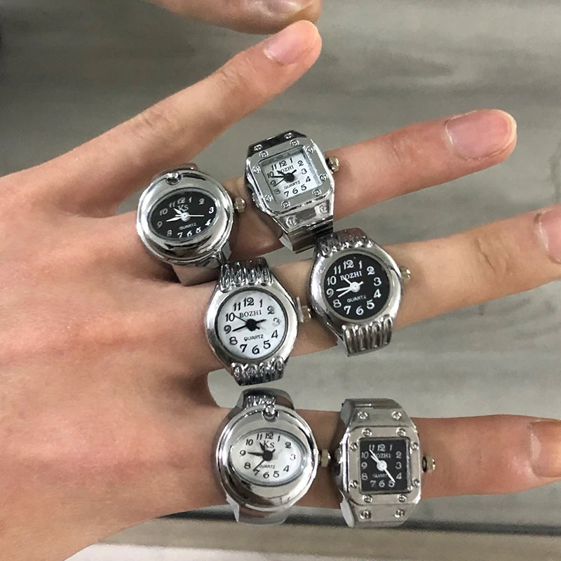 Vintage Punk Finger Watch Rings: Retro Roman Style