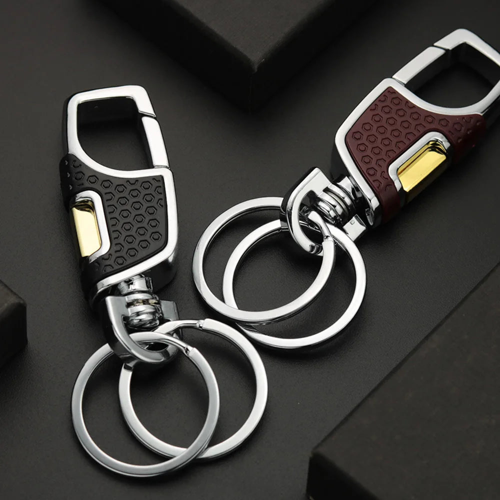 Simple Double Switch Keychain Metal 360 Degrees Rotatable Key Holder Rings