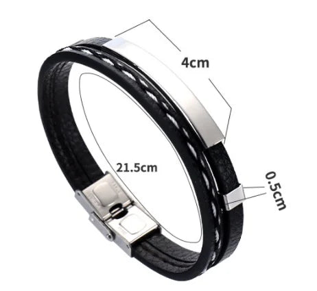 Trendy Leather Weave Bracelet Colorful Stainless Style