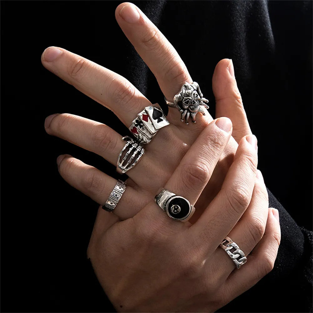 Gothic Punk Street Ring Set - Hip Accessories