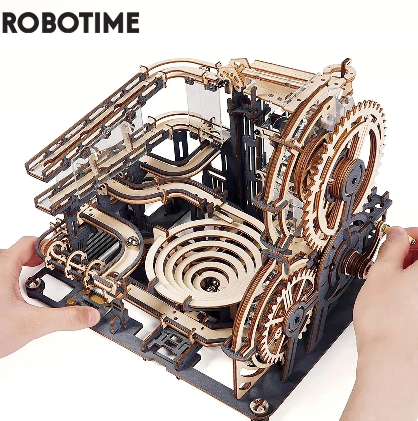 Robotime 3D Wooden Puzzle: Rokr Marble Run DIY Model Building Block Kit