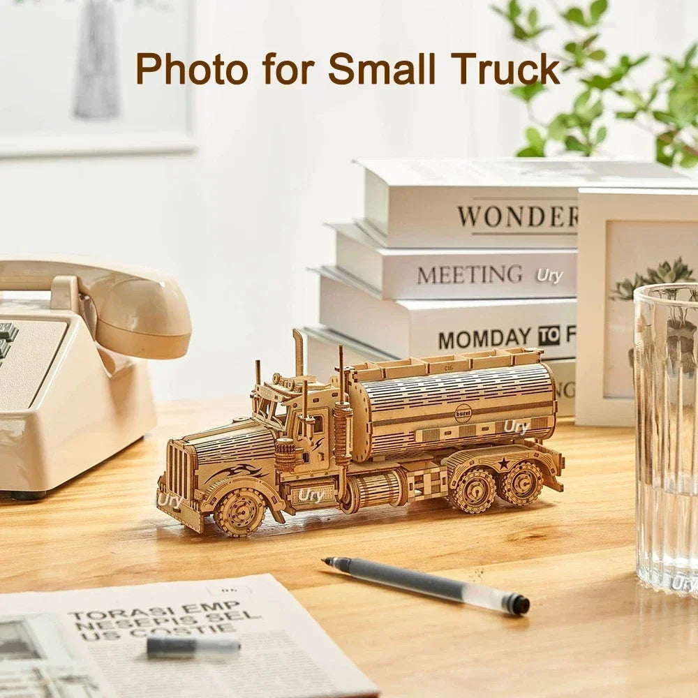 DIY 3D Wooden Puzzle: Money Box Piggy Bank Fuel Truck.