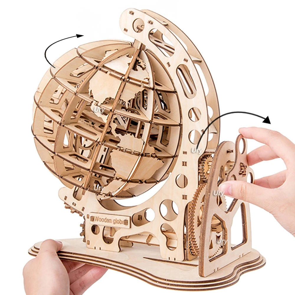 DIY 3D Puzzle: Mechanical Gear Style Wooden Globe for Children