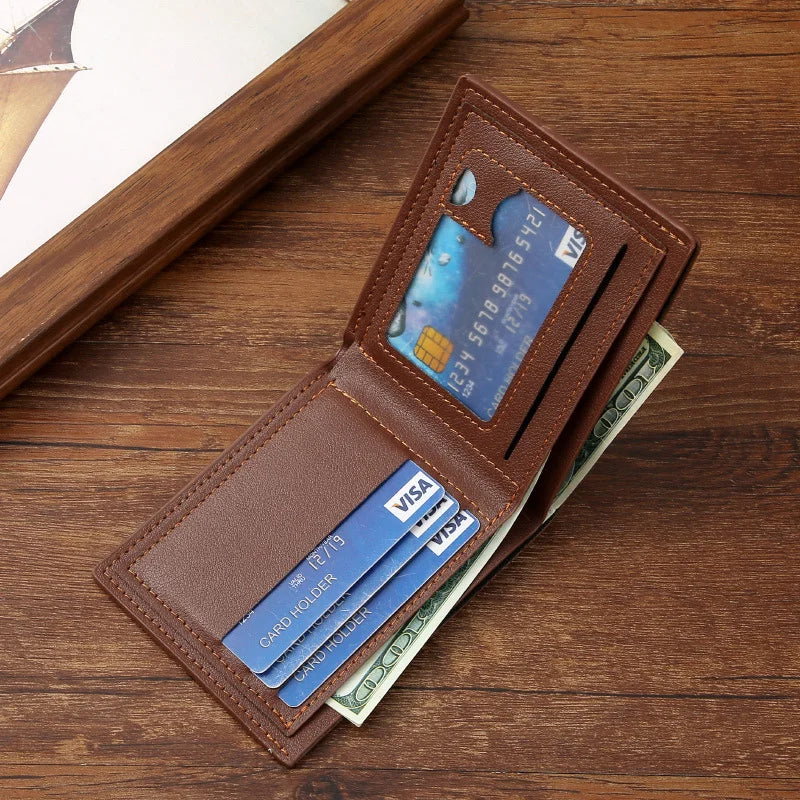 Men's Foldable Wallet with Coin Pocket, Slim Design for Business, Money, Credit Cards, ID, Vintage Style, High Capacity Bags