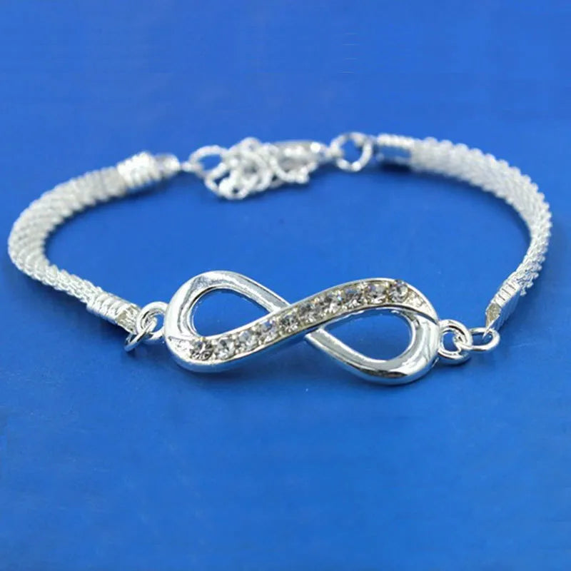 Infinity Bracelet: Rhinestone Charm for Couples