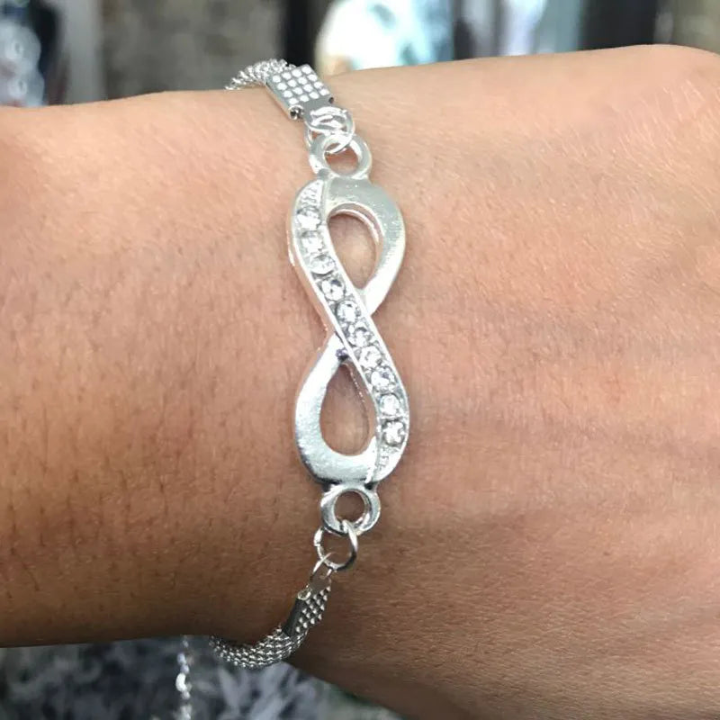 Infinity Bracelet: Rhinestone Charm for Couples