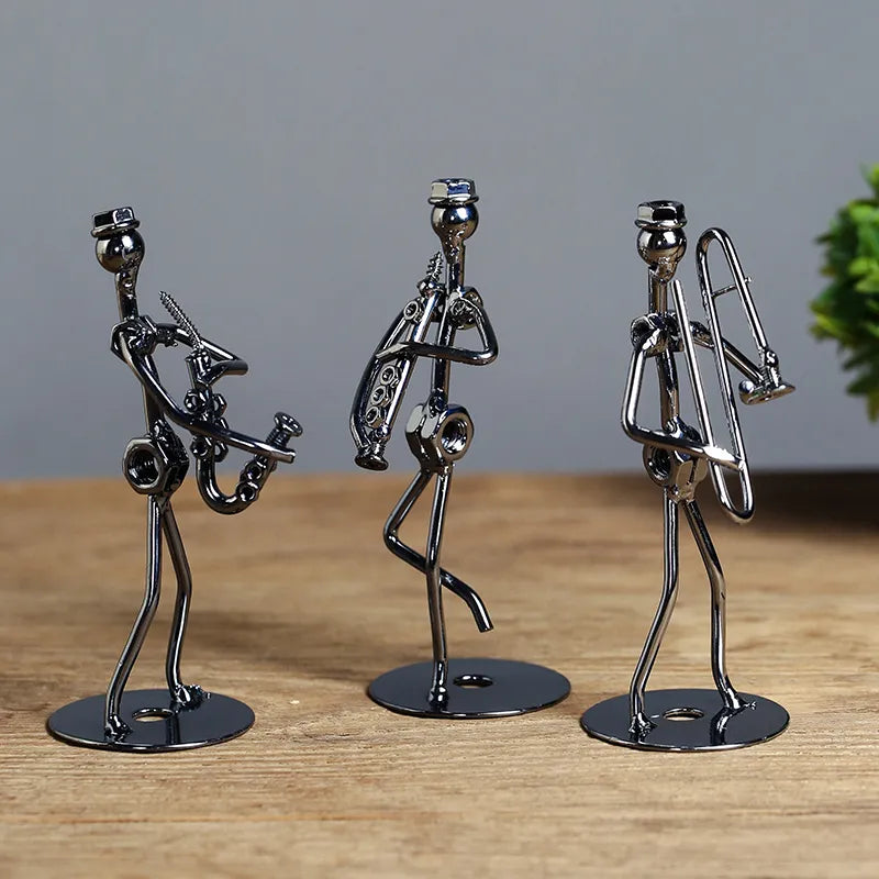 Metal Musician Guitar PlayerIron Art Collectible Figurine Home Cafe Office Book Shelf Decorate