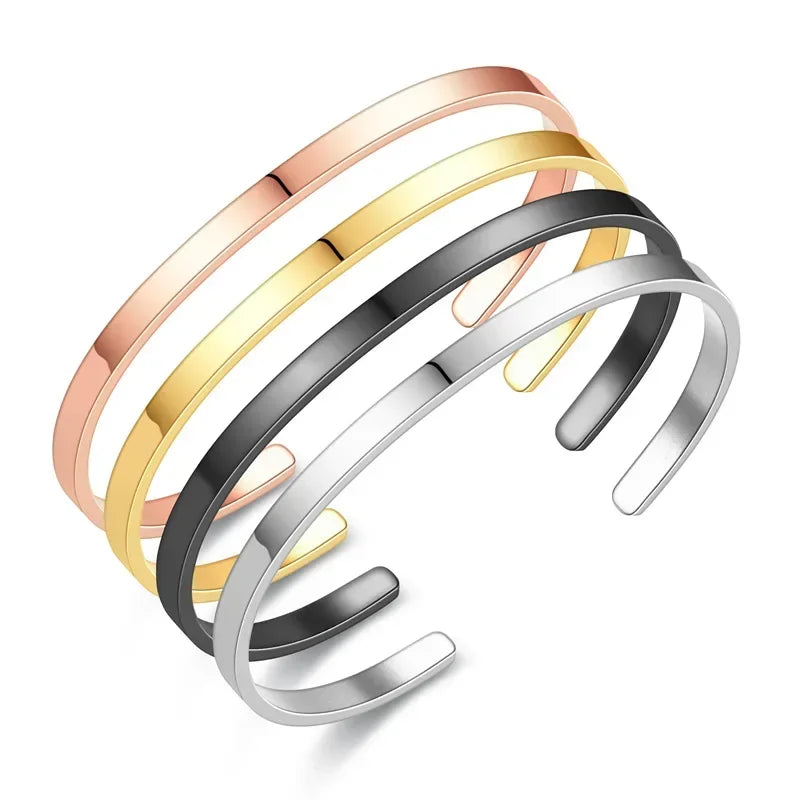 Stainless Steel C-Shape Open Bracelet Fashionable Design