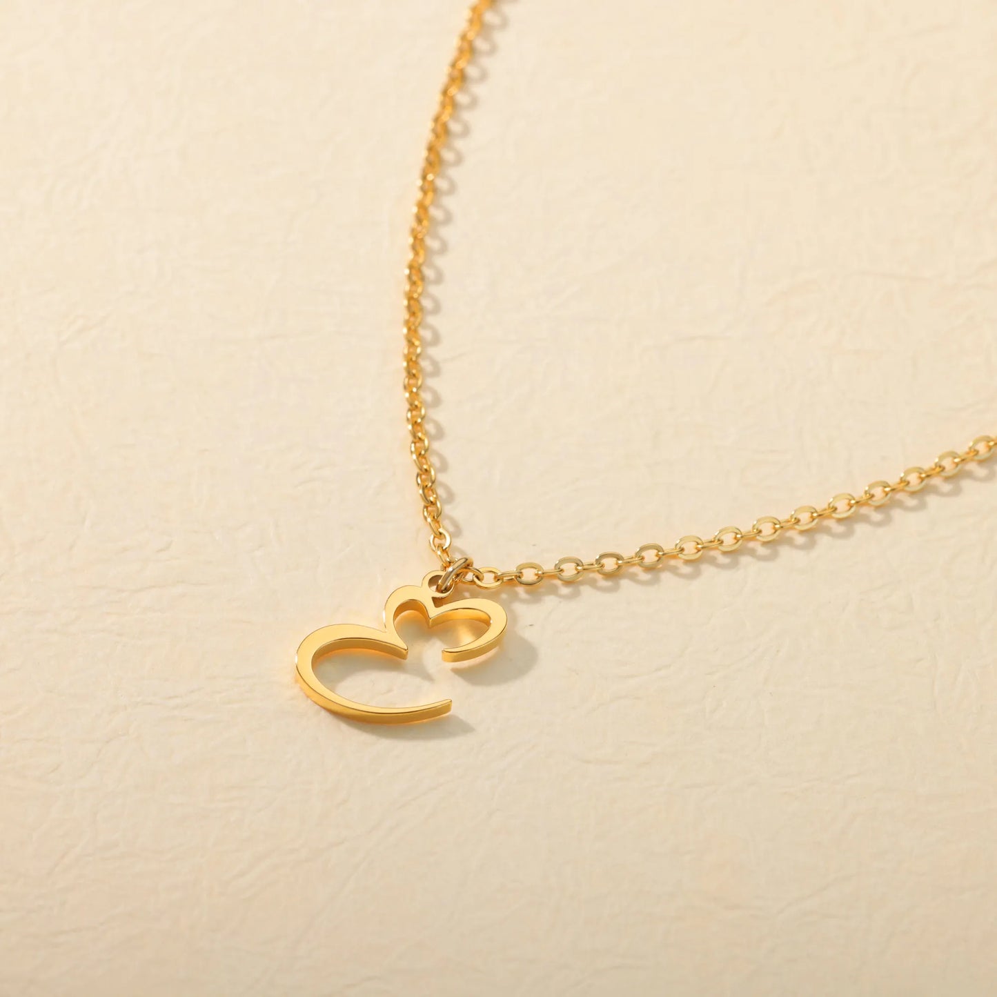 Heart Initial Necklace: Gold Stainless Steel Charm