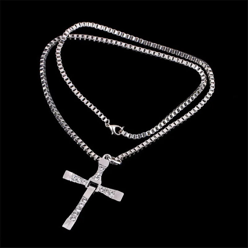 The Fast and The Furious Celebrity Vin Diesel Item Crystal Jesus Men Cross Pendant Necklace Gift Jewelry