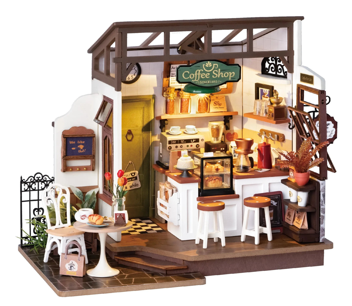 Robotime 3D Wooden Rolife No.17 Café Miniature House Kit for Kids