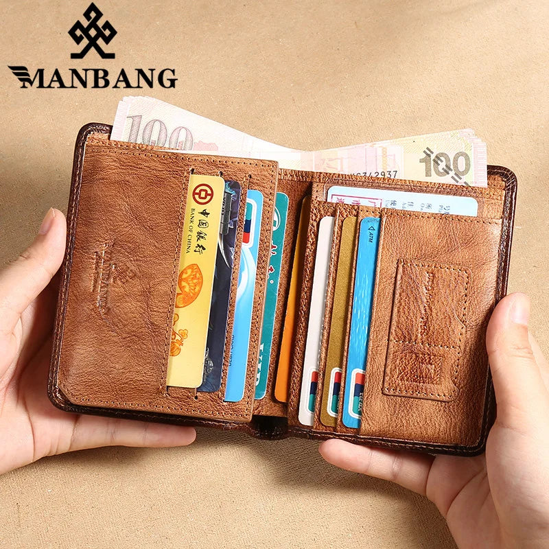 Men's Wallets RFID Genuine Leather Trifold Wallets