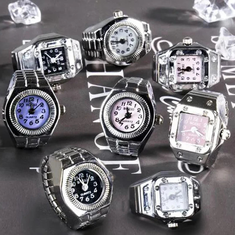 Vintage Punk Finger Watch Rings: Retro Roman Style