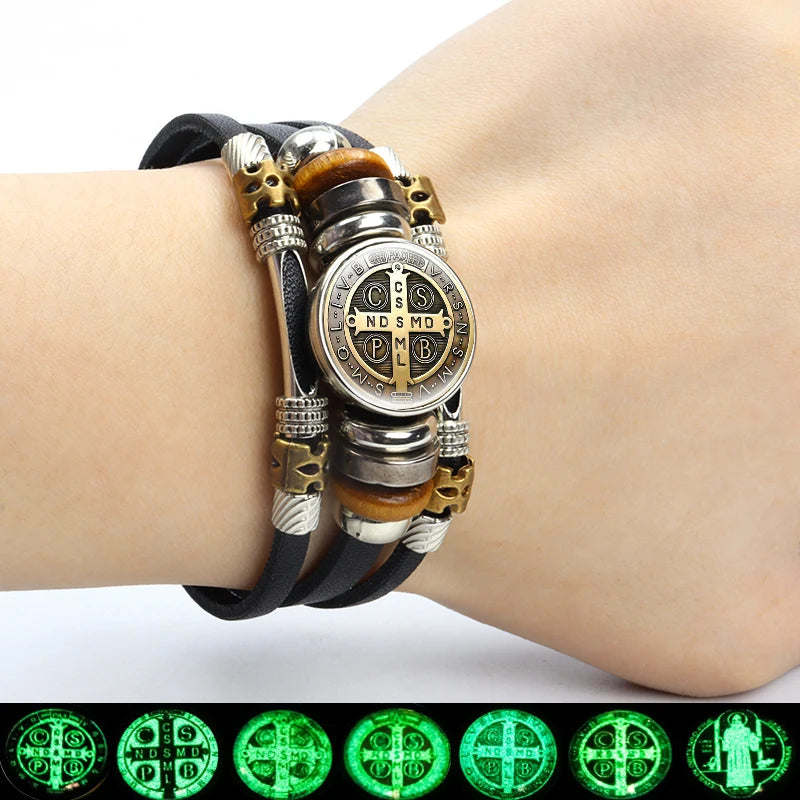 Luminous Saint Benedict Medal Bracelet: Catholic Elegance