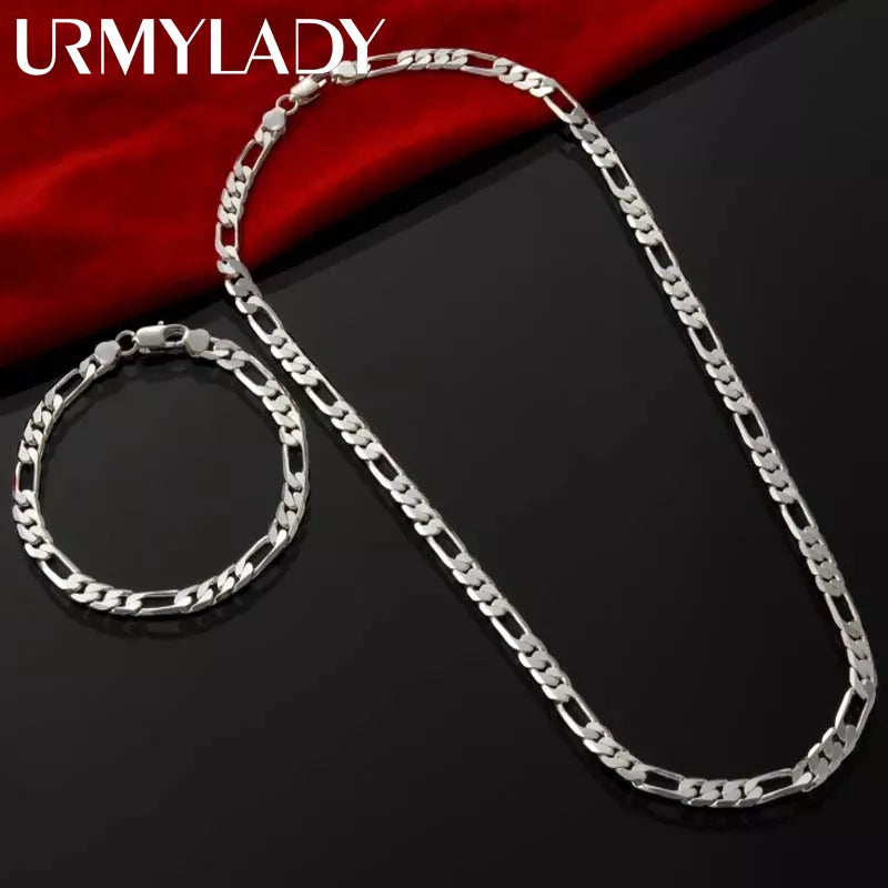 Noble 925 Sterling Silver 4MM Chain Set