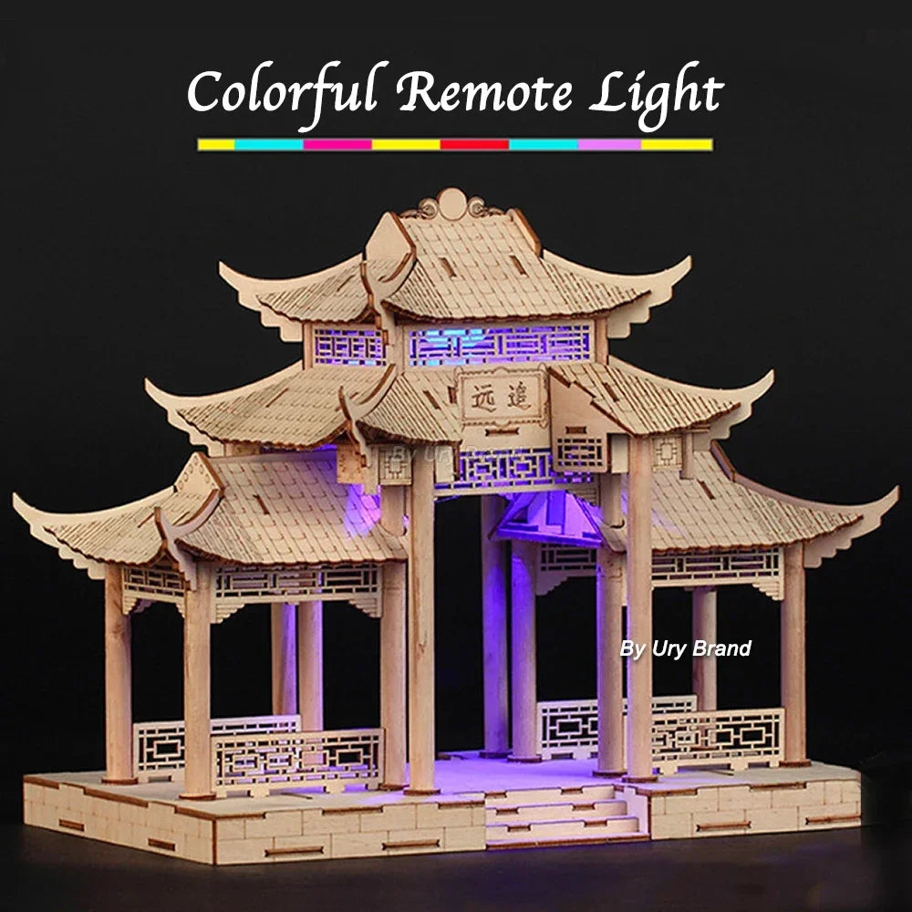 DIY 3D Puzzle: Traditional Chinese Wooden House with Light