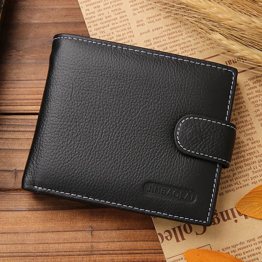 Leather Men Wallets Cow Leather Solid Sample Style Zipper Purse