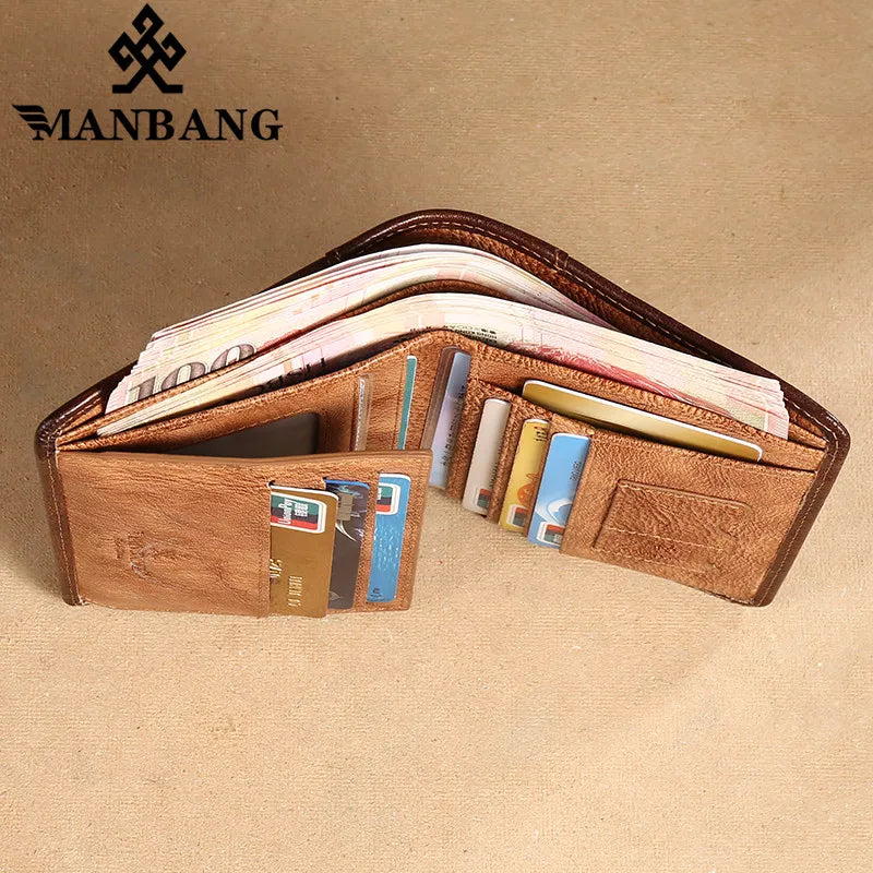 Men's Wallets RFID Genuine Leather Trifold Wallets