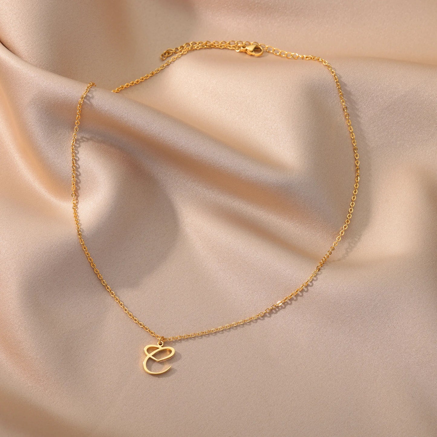 Heart Initial Necklace: Gold Stainless Steel Charm