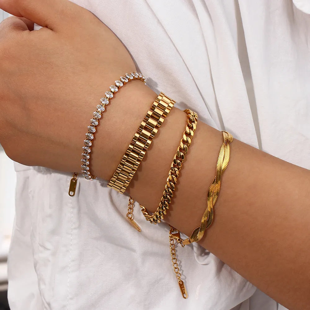 Minimalist Gold Street Style Bracelet: Stainless Steel